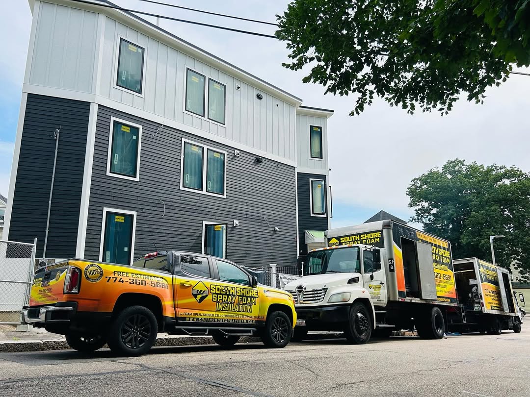 South Shore Spray Foam team working on insulation project